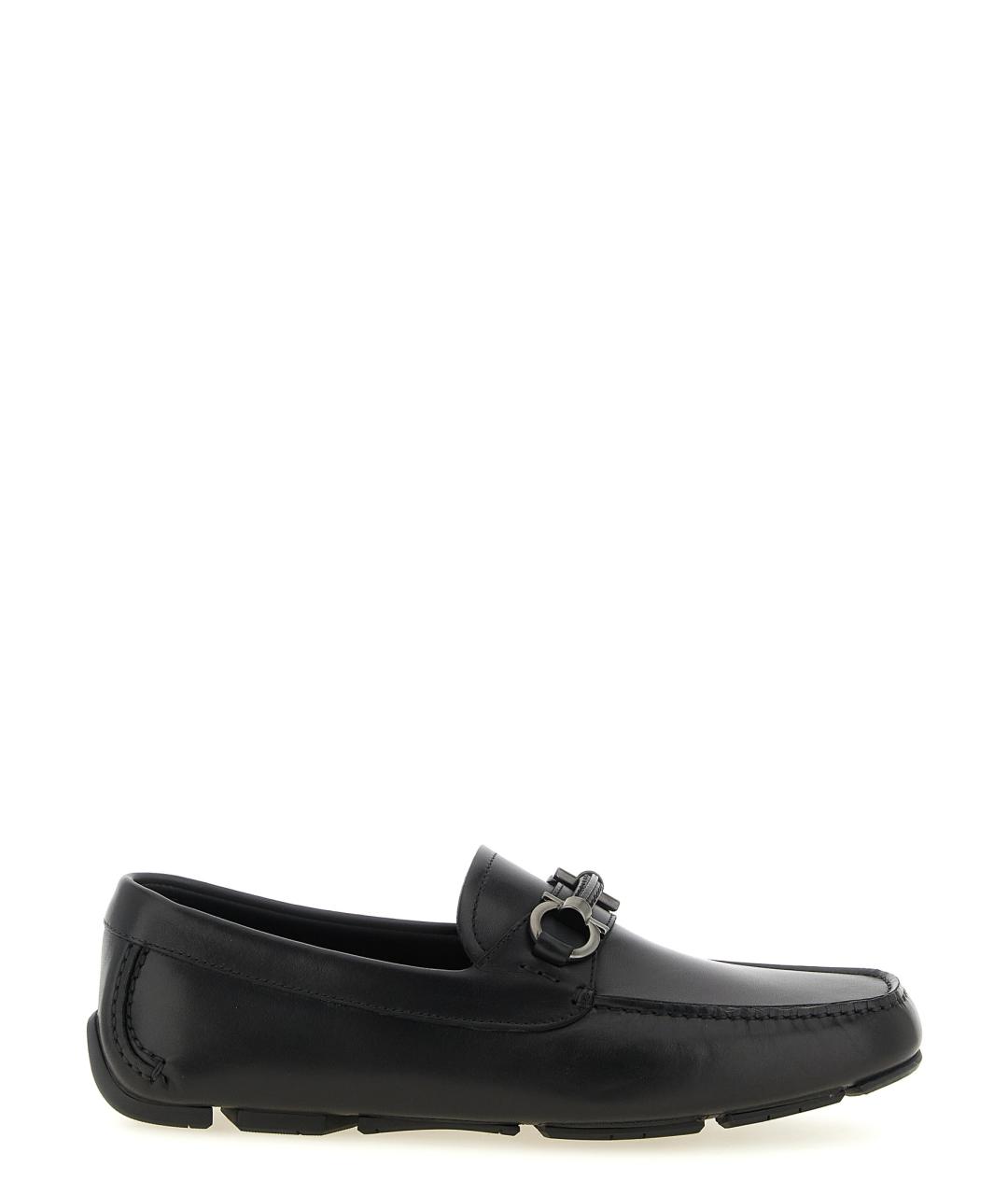 FERRAGAMO Черные кожаные мокасины, фото 1