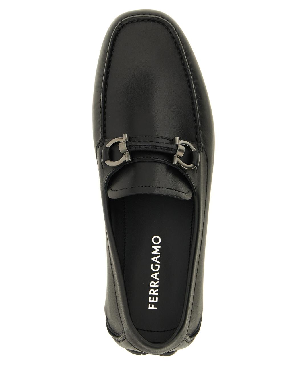 FERRAGAMO Черные кожаные мокасины, фото 4
