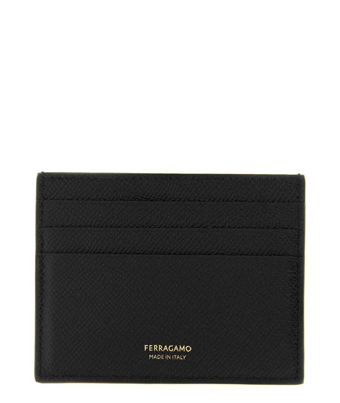 FERRAGAMO Черный кожаный кардхолдер, фото 2
