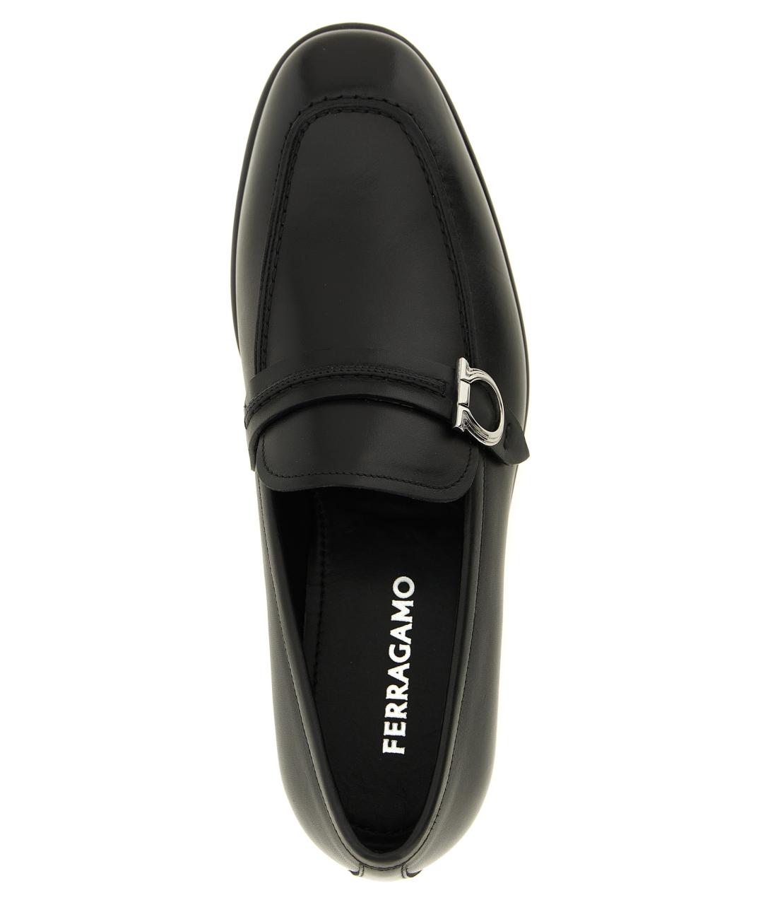 FERRAGAMO Черные кожаные лоферы, фото 4
