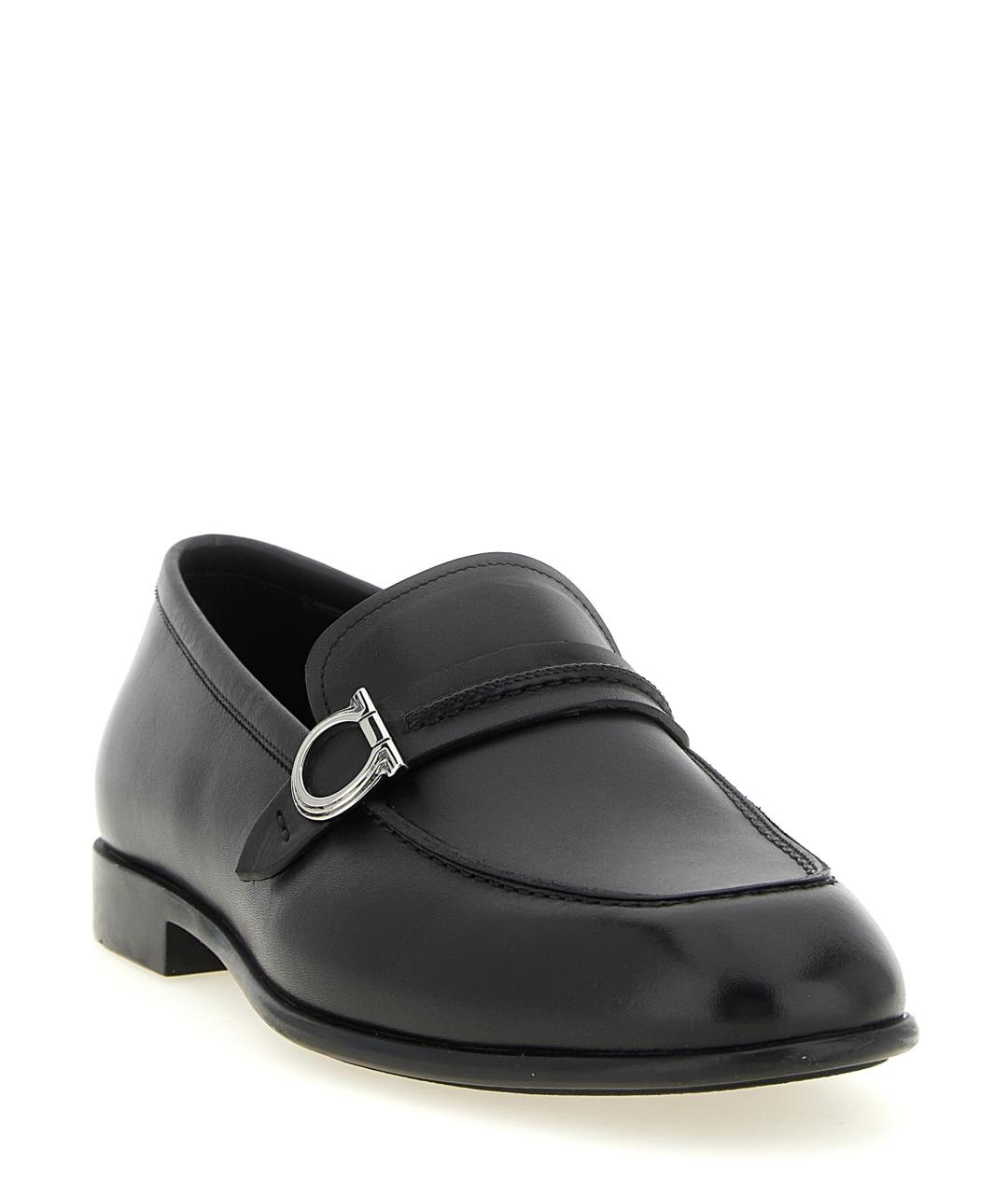 FERRAGAMO Черные кожаные лоферы, фото 2