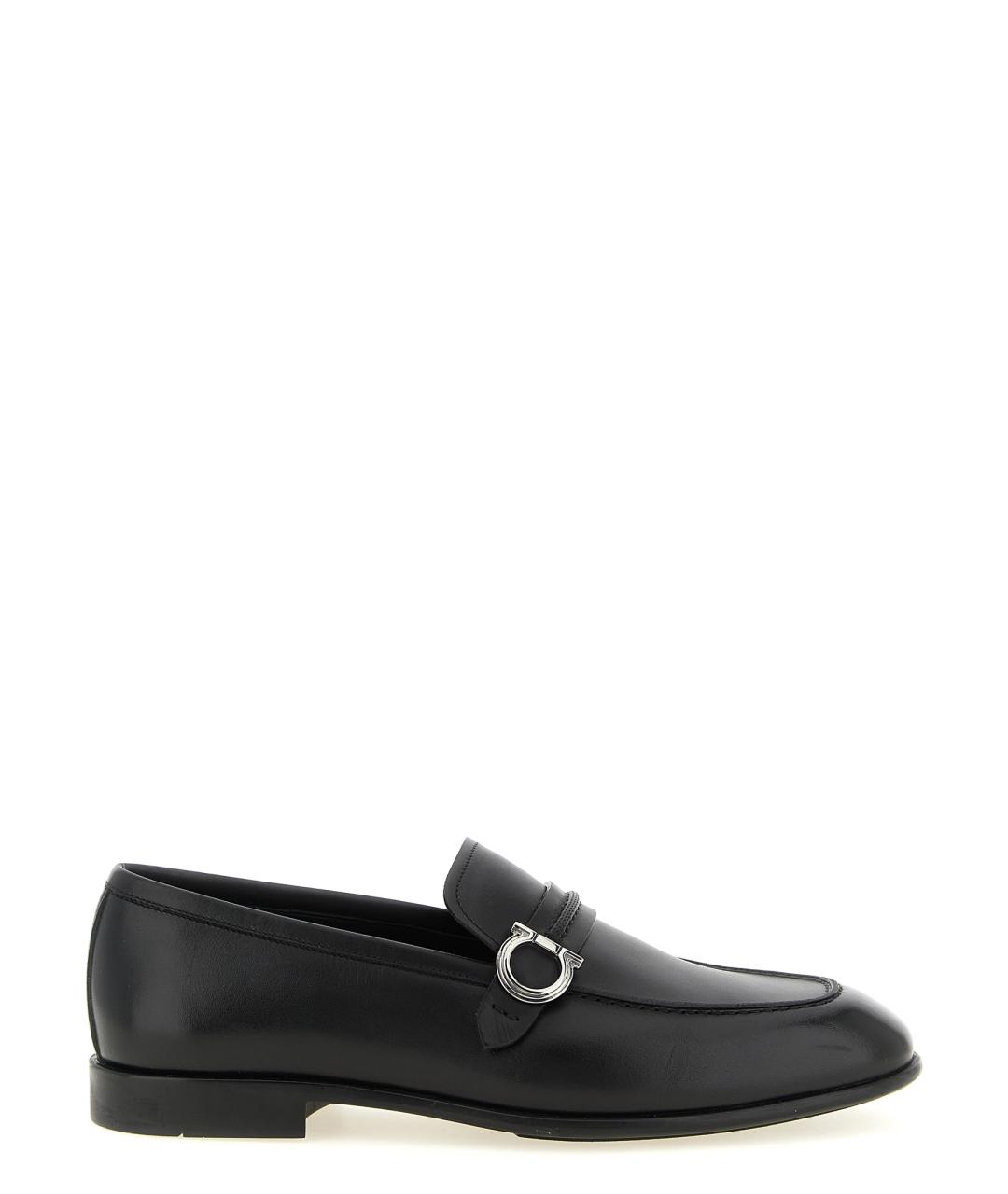 FERRAGAMO Черные кожаные лоферы, фото 1