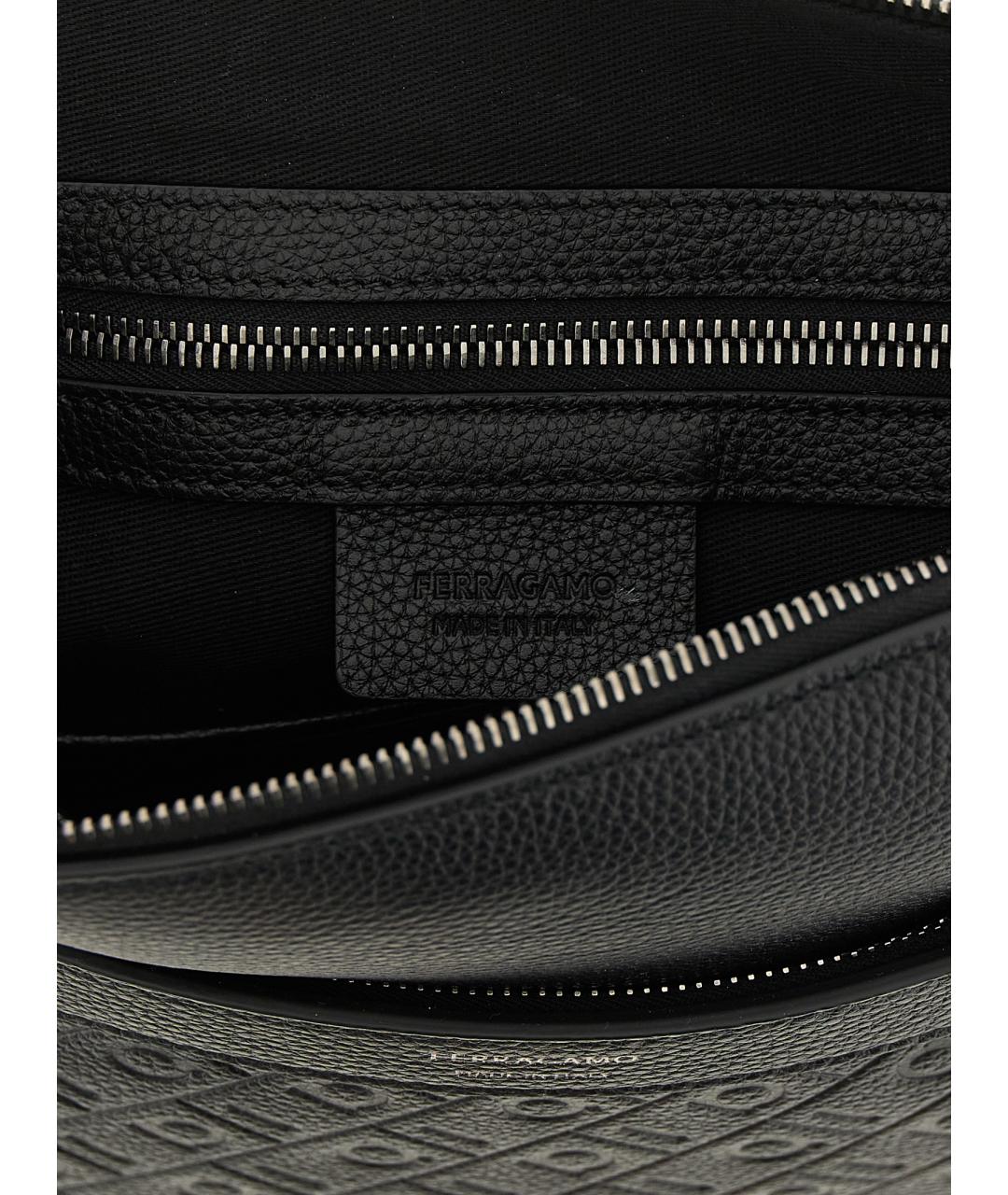 FERRAGAMO Черная кожаная сумка на плечо, фото 4