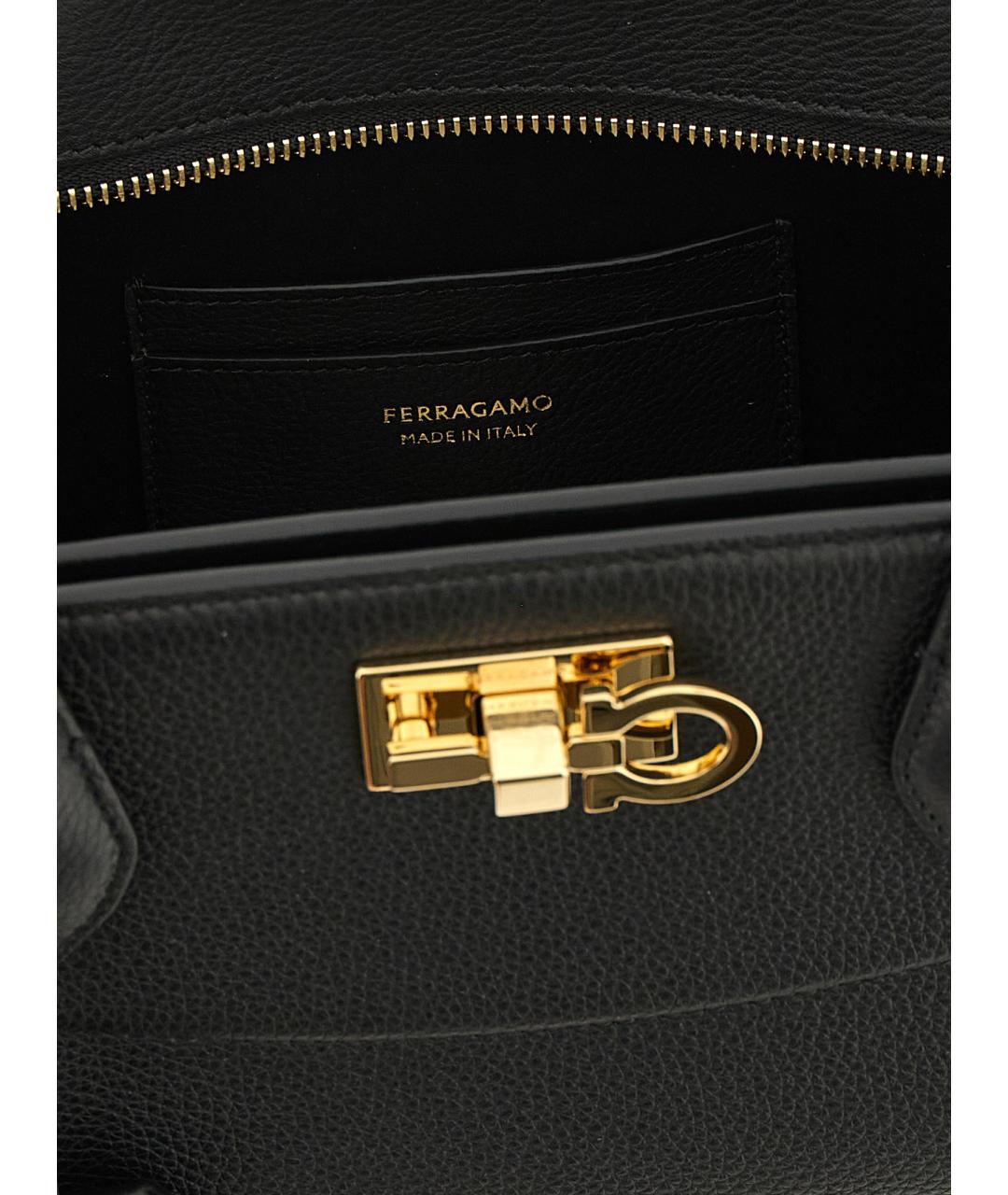 FERRAGAMO Черная кожаная сумка через плечо, фото 4
