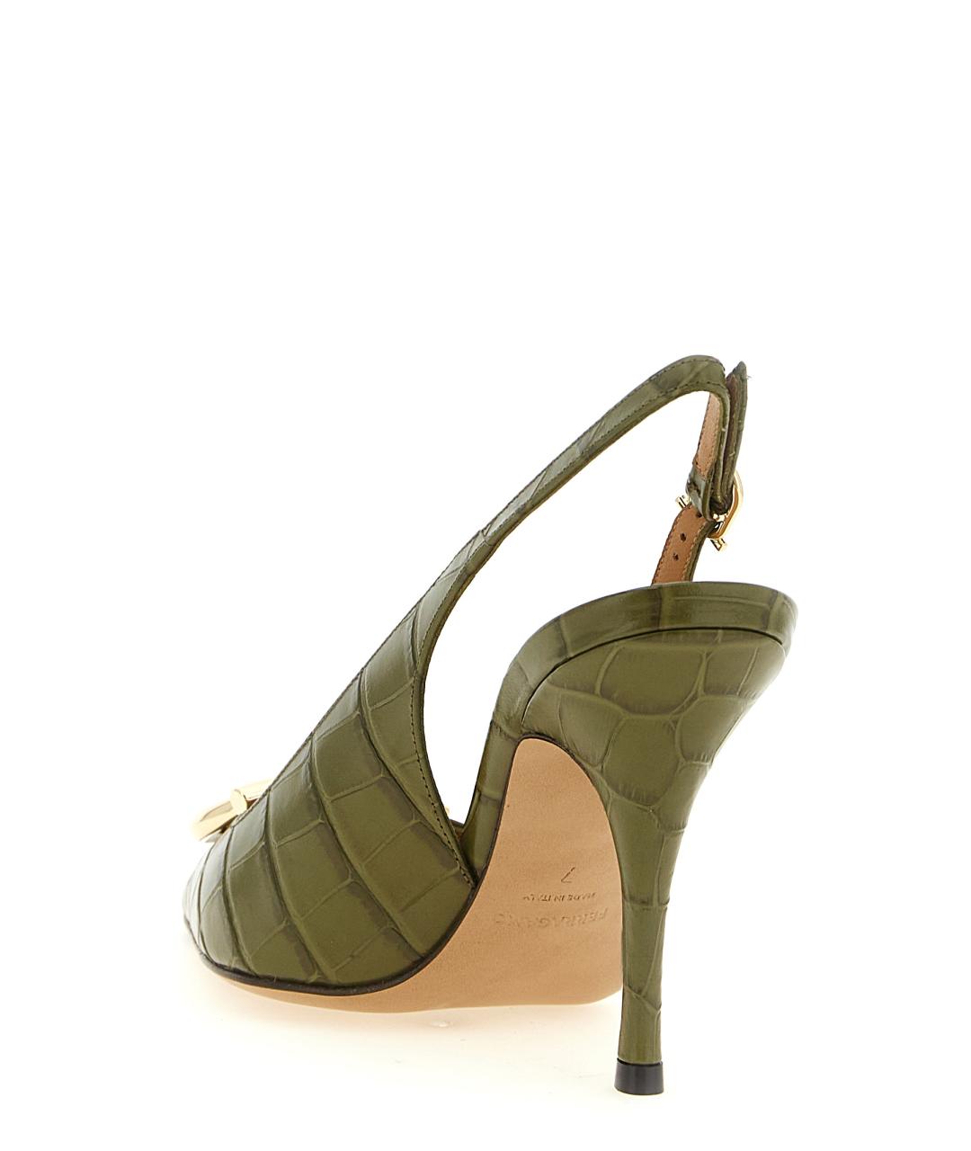 FERRAGAMO Зеленые кожаные туфли, фото 3