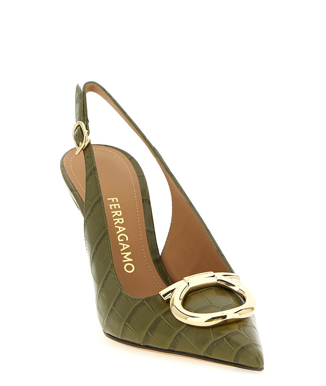 FERRAGAMO Зеленые кожаные туфли, фото 2