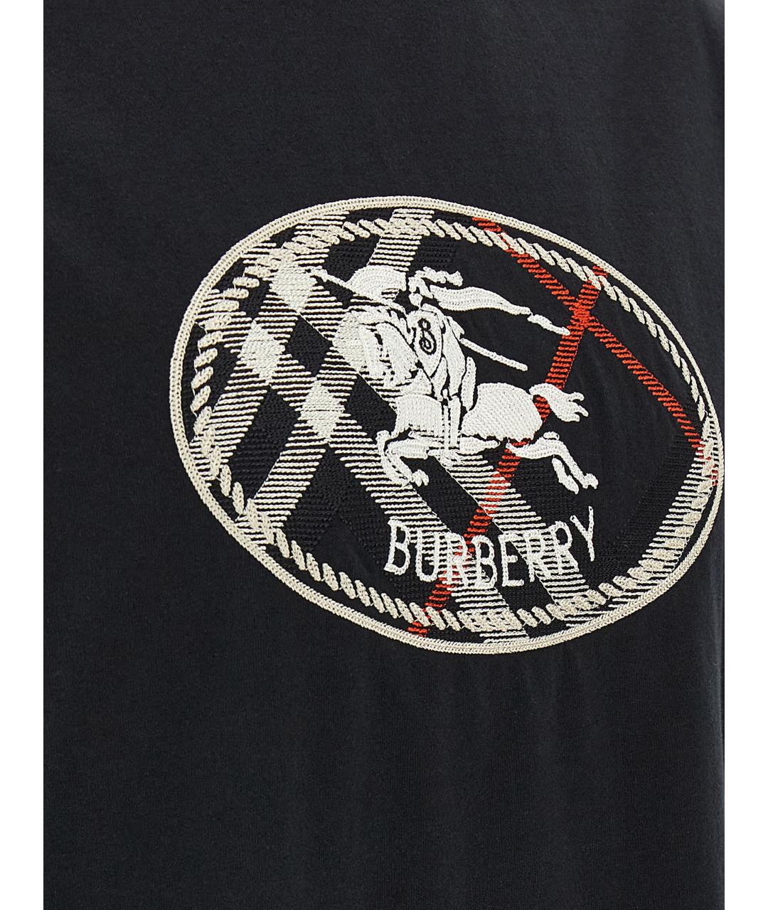 BURBERRY Черная хлопковая футболка, фото 4