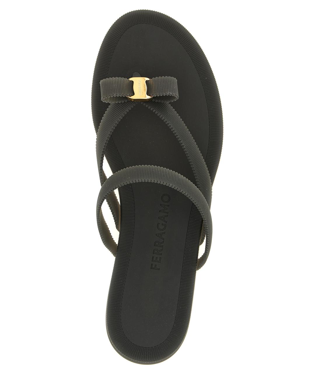 FERRAGAMO Черные резиновые шлепанцы, фото 4