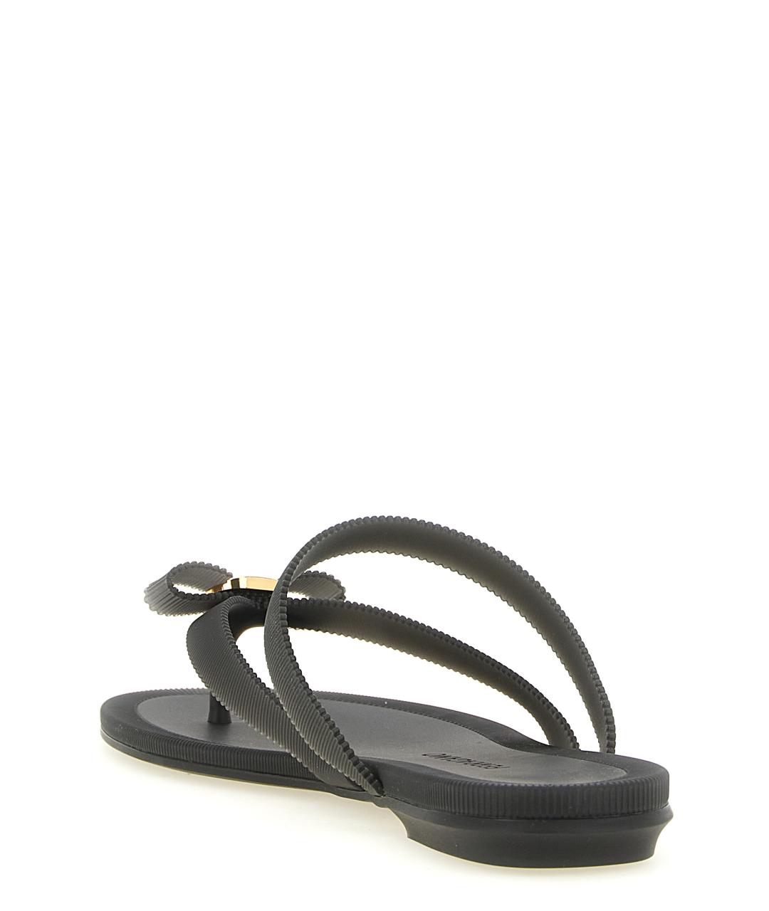 FERRAGAMO Черные резиновые шлепанцы, фото 3