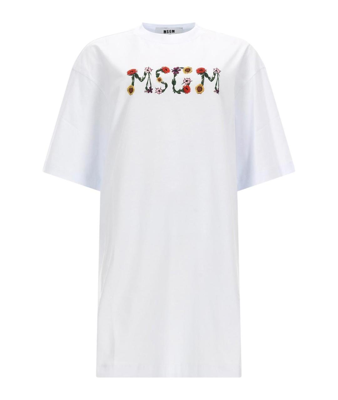 MSGM Белое хлопковое повседневное платье, фото 1