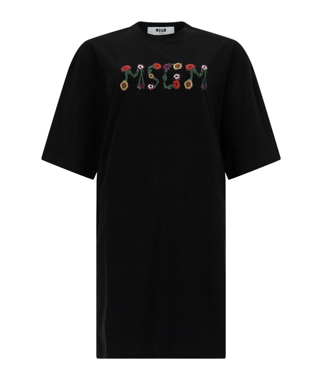MSGM Черное хлопковое повседневное платье, фото 1