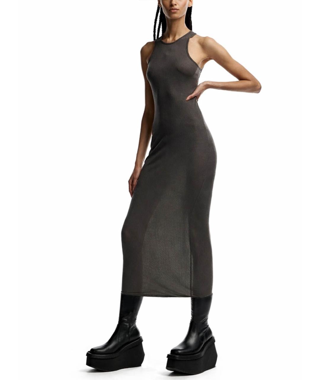 RICK OWENS Коричневое шелковое повседневное платье, фото 2