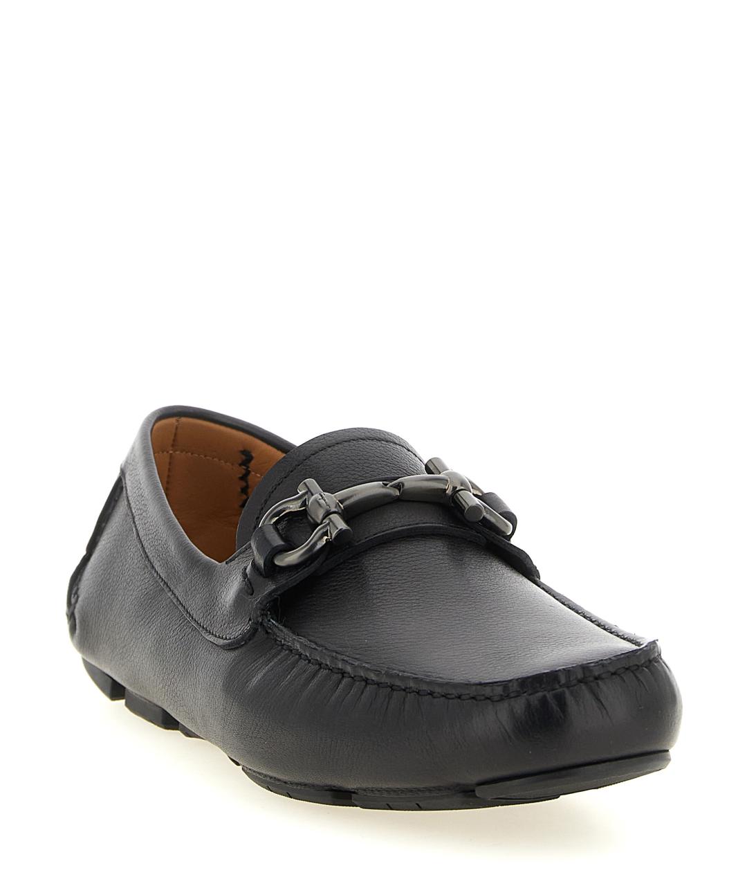 FERRAGAMO Черные кожаные мокасины, фото 2