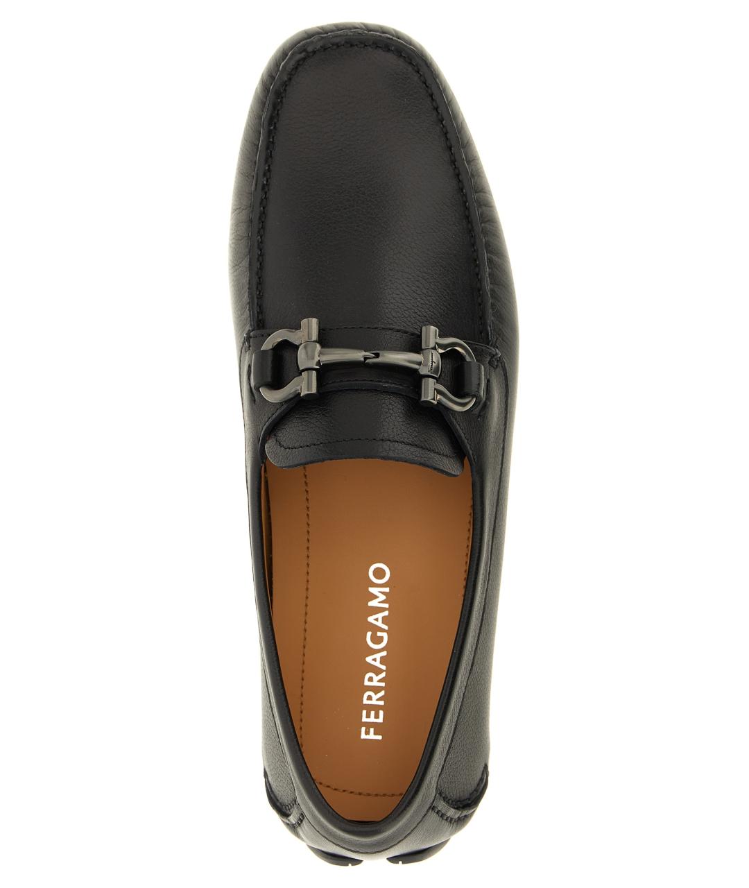 FERRAGAMO Черные кожаные мокасины, фото 4