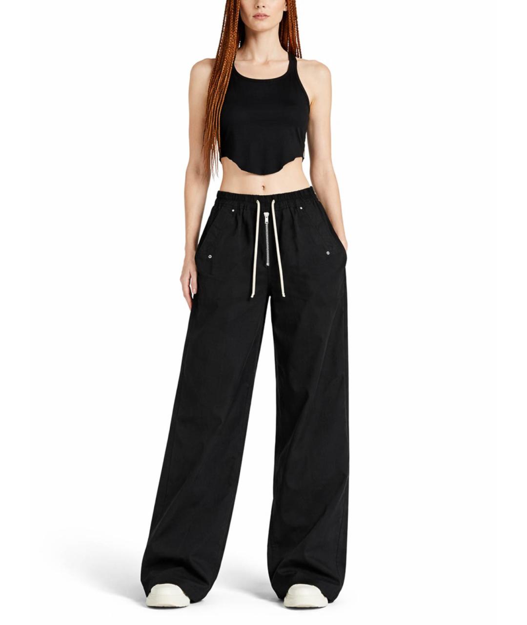 RICK OWENS Черные хлопковые брюки широкие, фото 2