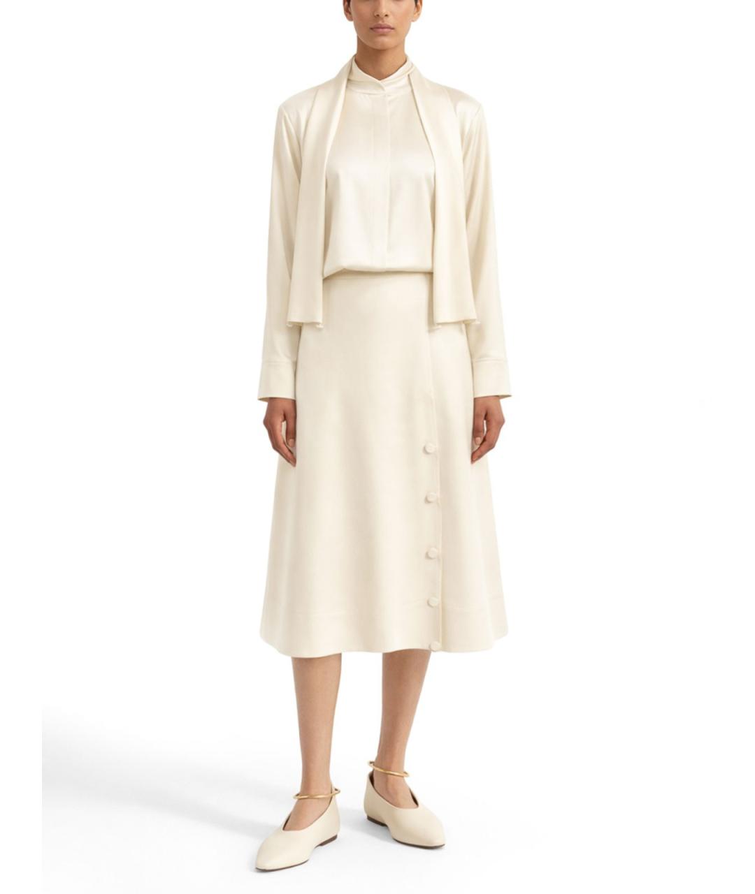 JIL SANDER Бежевая вискозная юбка миди, фото 2