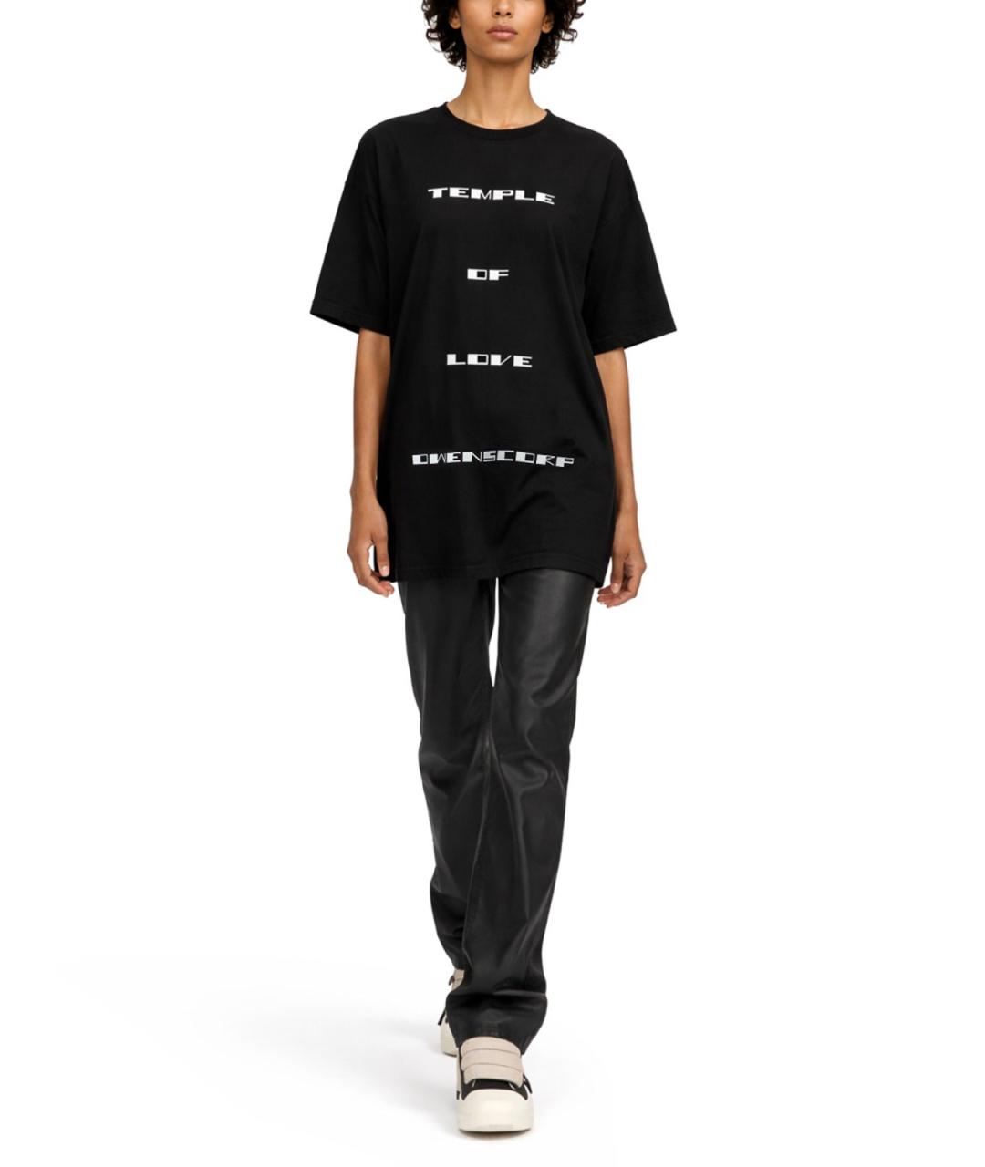 RICK OWENS Черная хлопковая футболка, фото 2