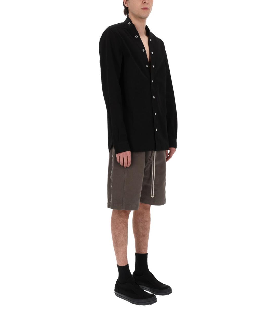 RICK OWENS Черная хлопковая кэжуал рубашка, фото 2