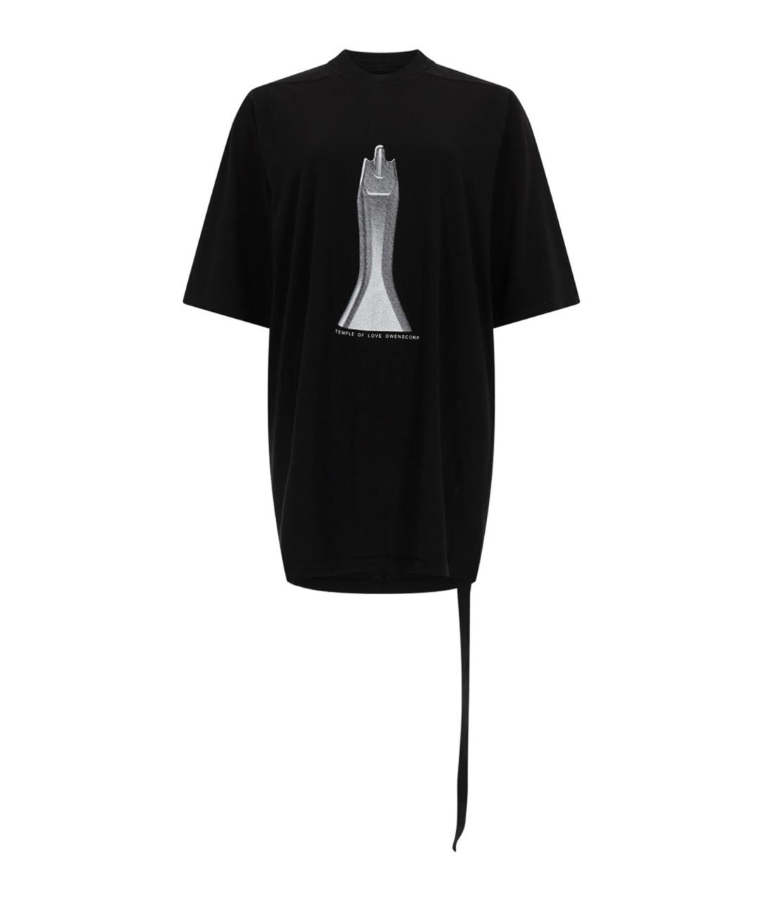 RICK OWENS Черная хлопковая футболка, фото 1