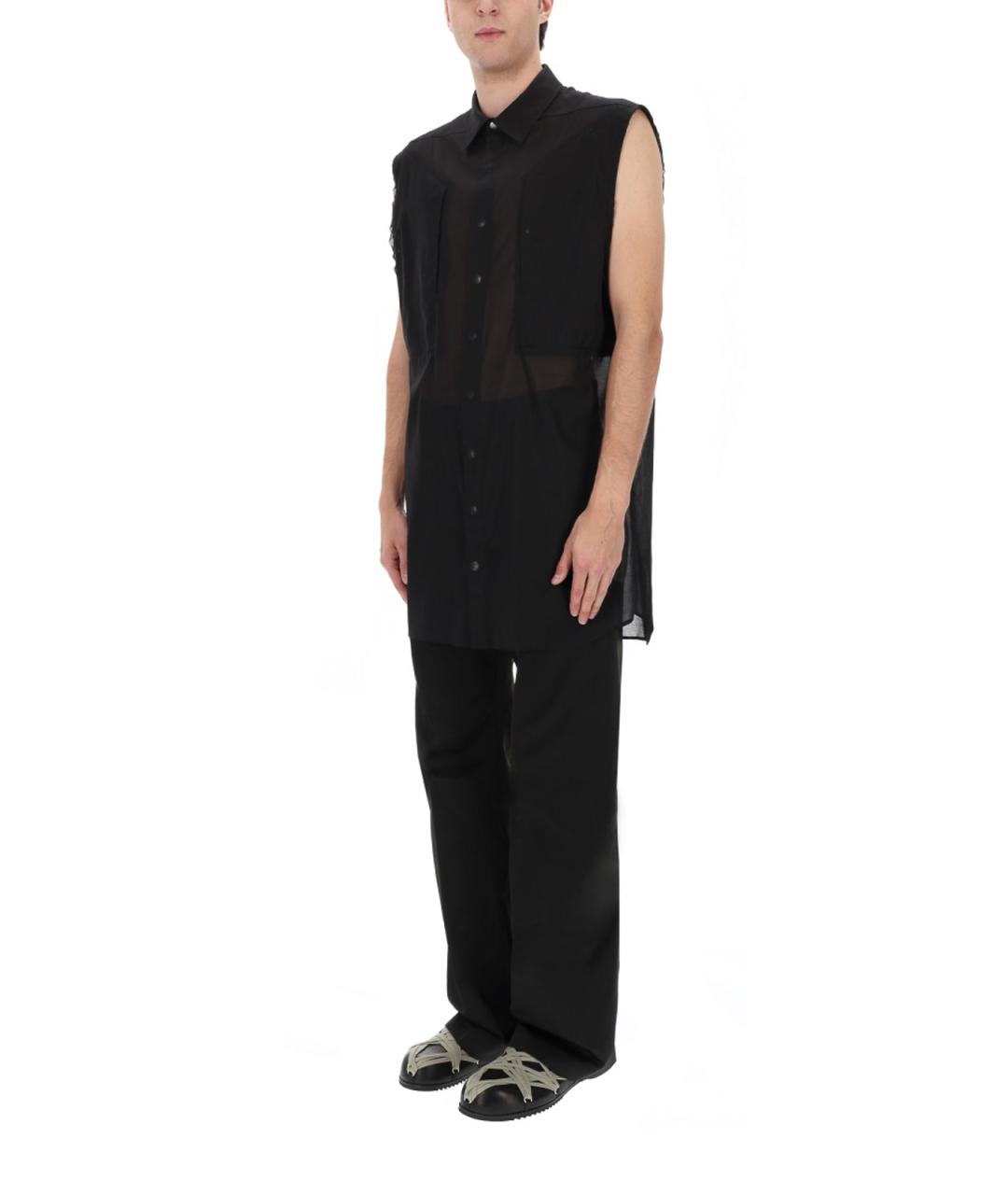 RICK OWENS Черная хлопковая кэжуал рубашка, фото 2