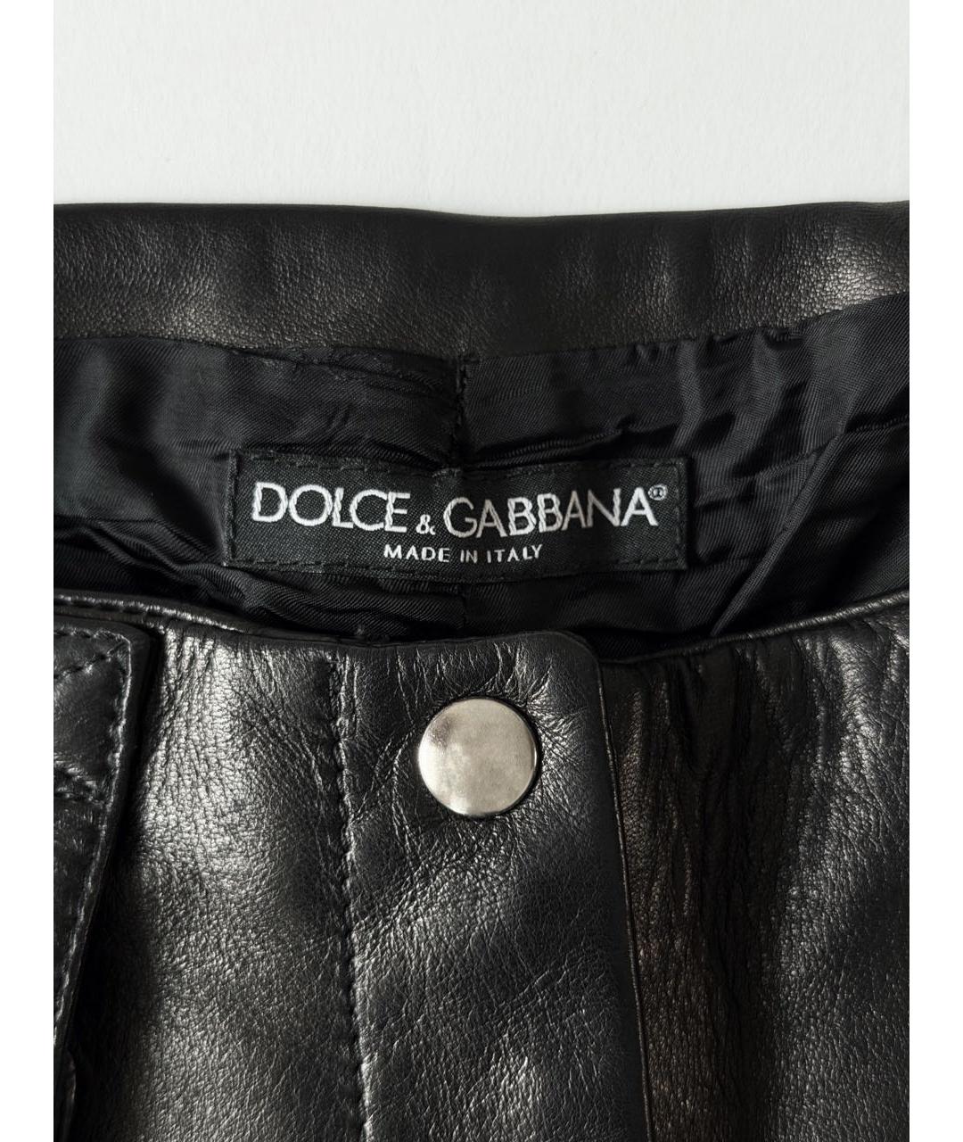 DOLCE&GABBANA Черные кожаные капри, фото 6