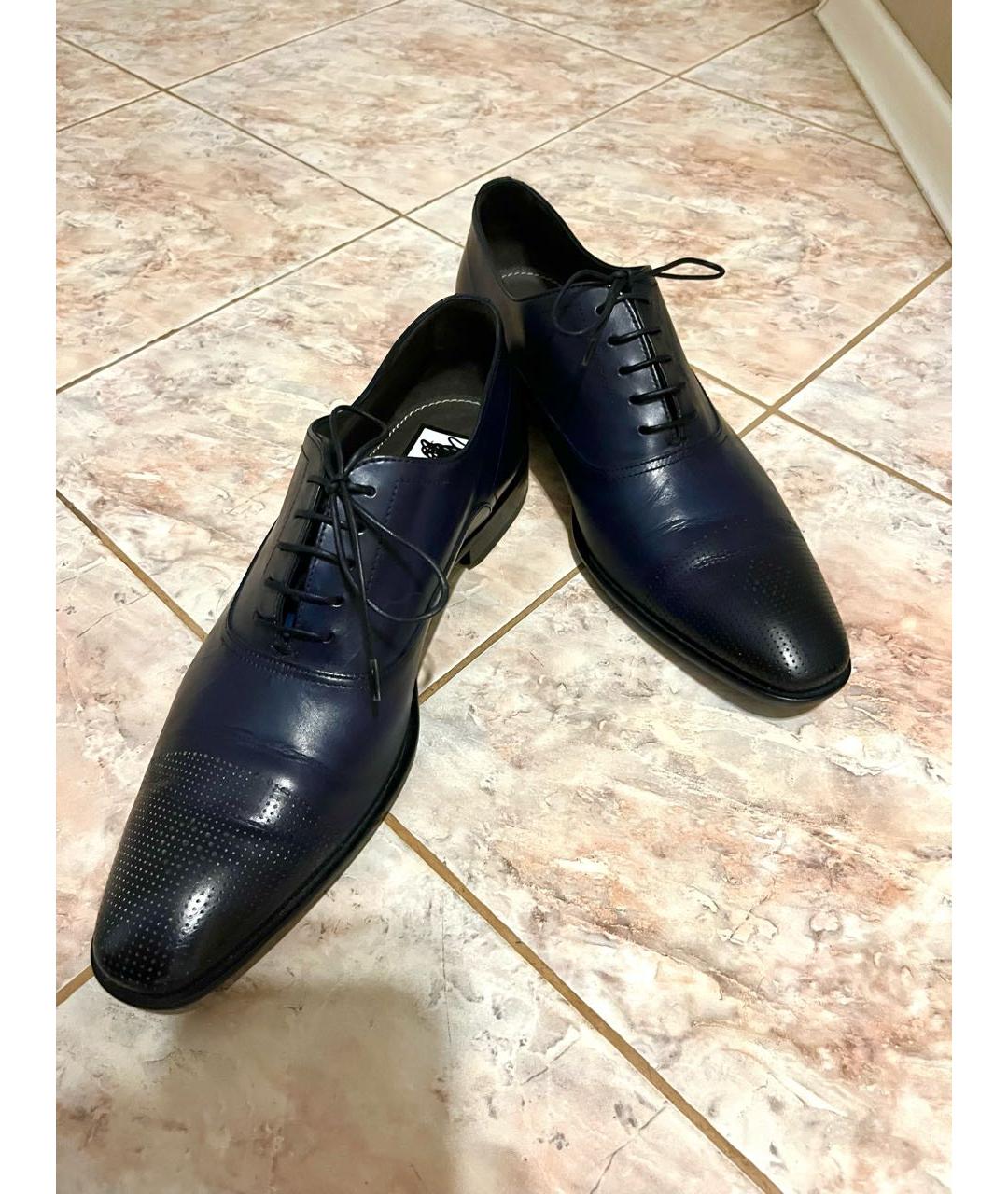 HUGO BOSS Темно-синие кожаные туфли, фото 2
