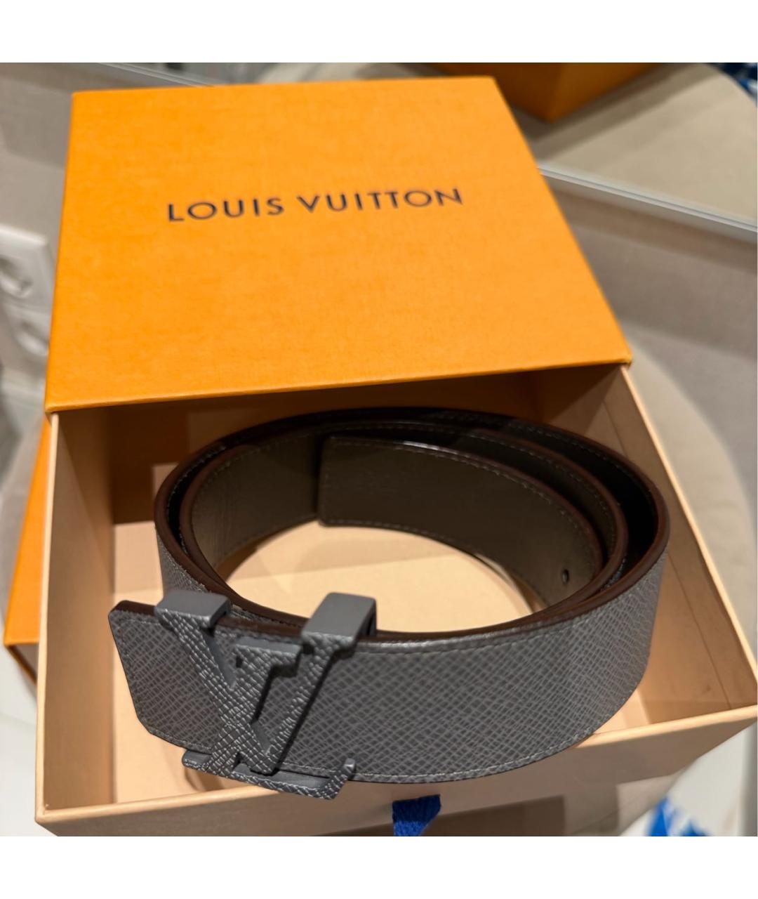 LOUIS VUITTON Серый кожаный ремень, фото 2