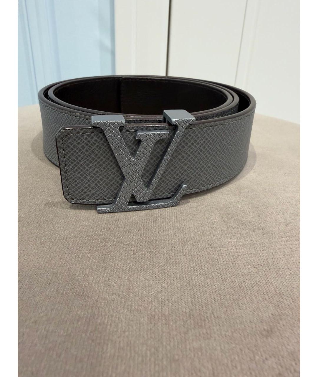LOUIS VUITTON Серый кожаный ремень, фото 5