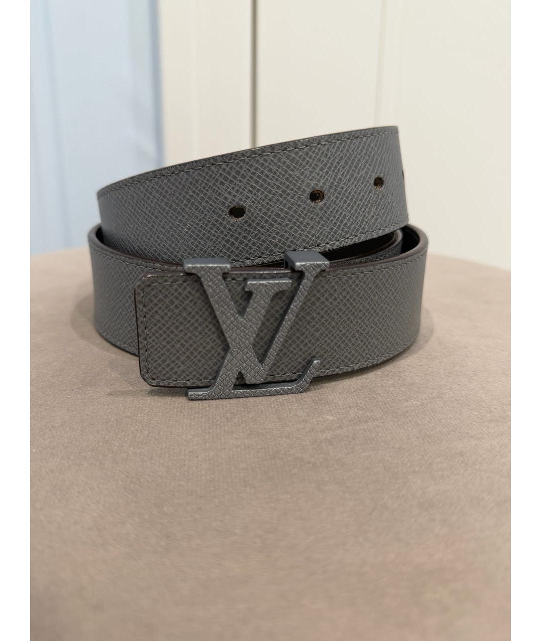 LOUIS VUITTON Серый кожаный ремень, фото 7