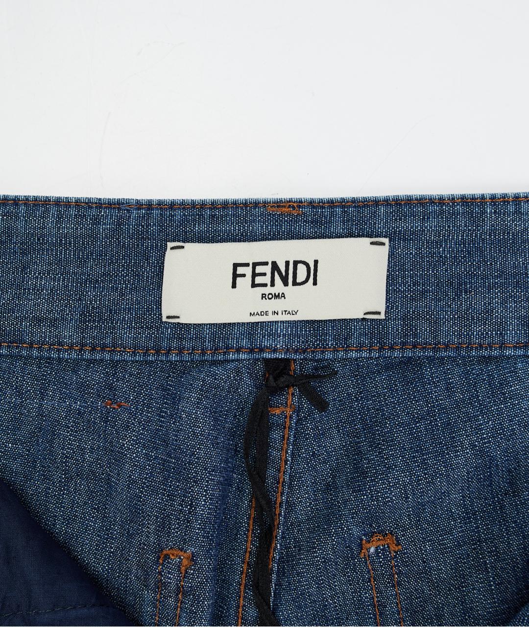 FENDI Синие хлопковые прямые джинсы, фото 3