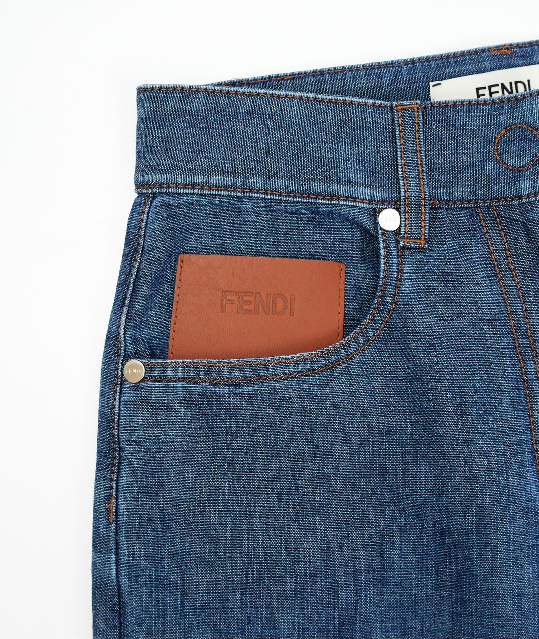 FENDI Синие хлопковые прямые джинсы, фото 2