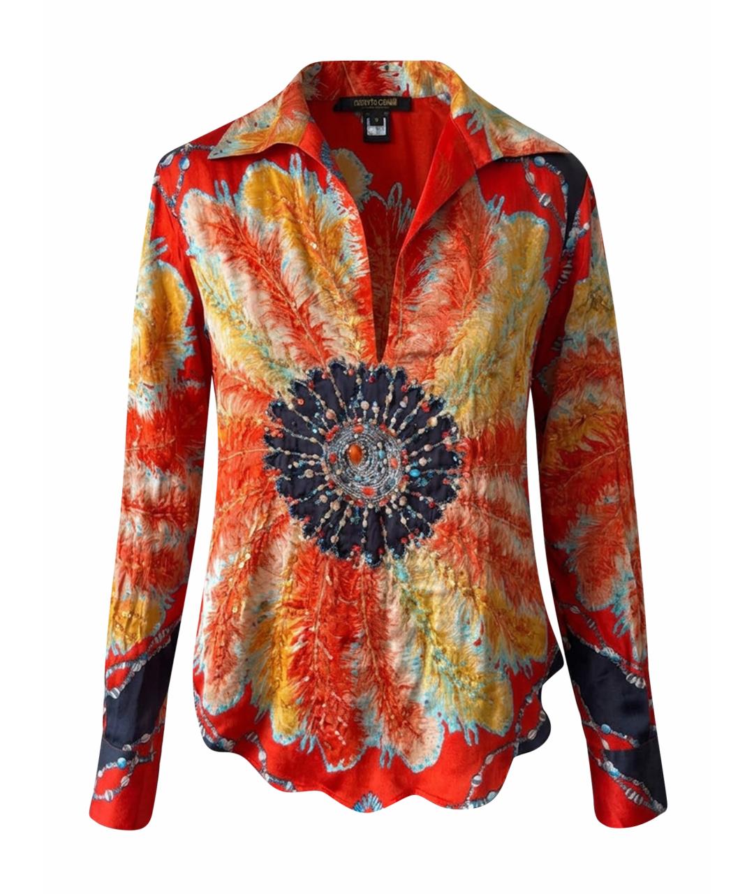 ROBERTO CAVALLI Красная шелковая блузы, фото 1