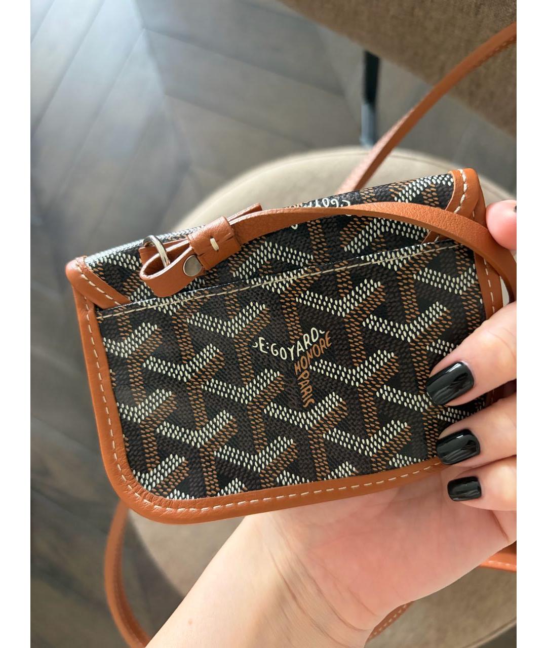 GOYARD Коричневая кожаная сумка с короткими ручками, фото 7