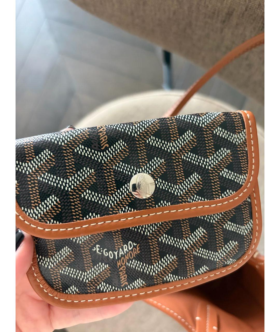 GOYARD Коричневая кожаная сумка с короткими ручками, фото 8