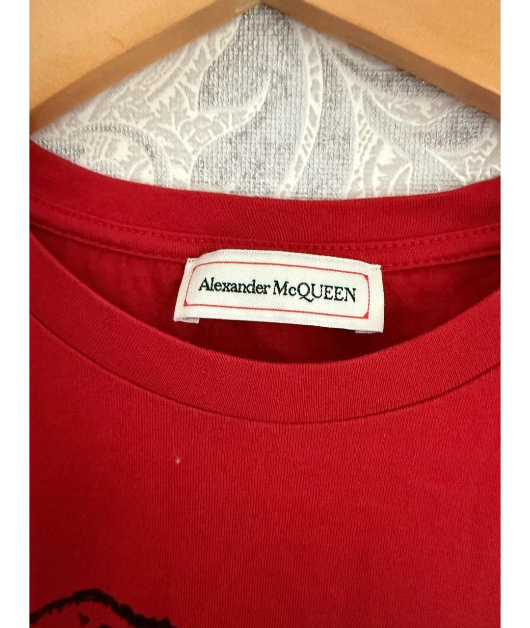ALEXANDER MCQUEEN Красная хлопковая футболка, фото 3