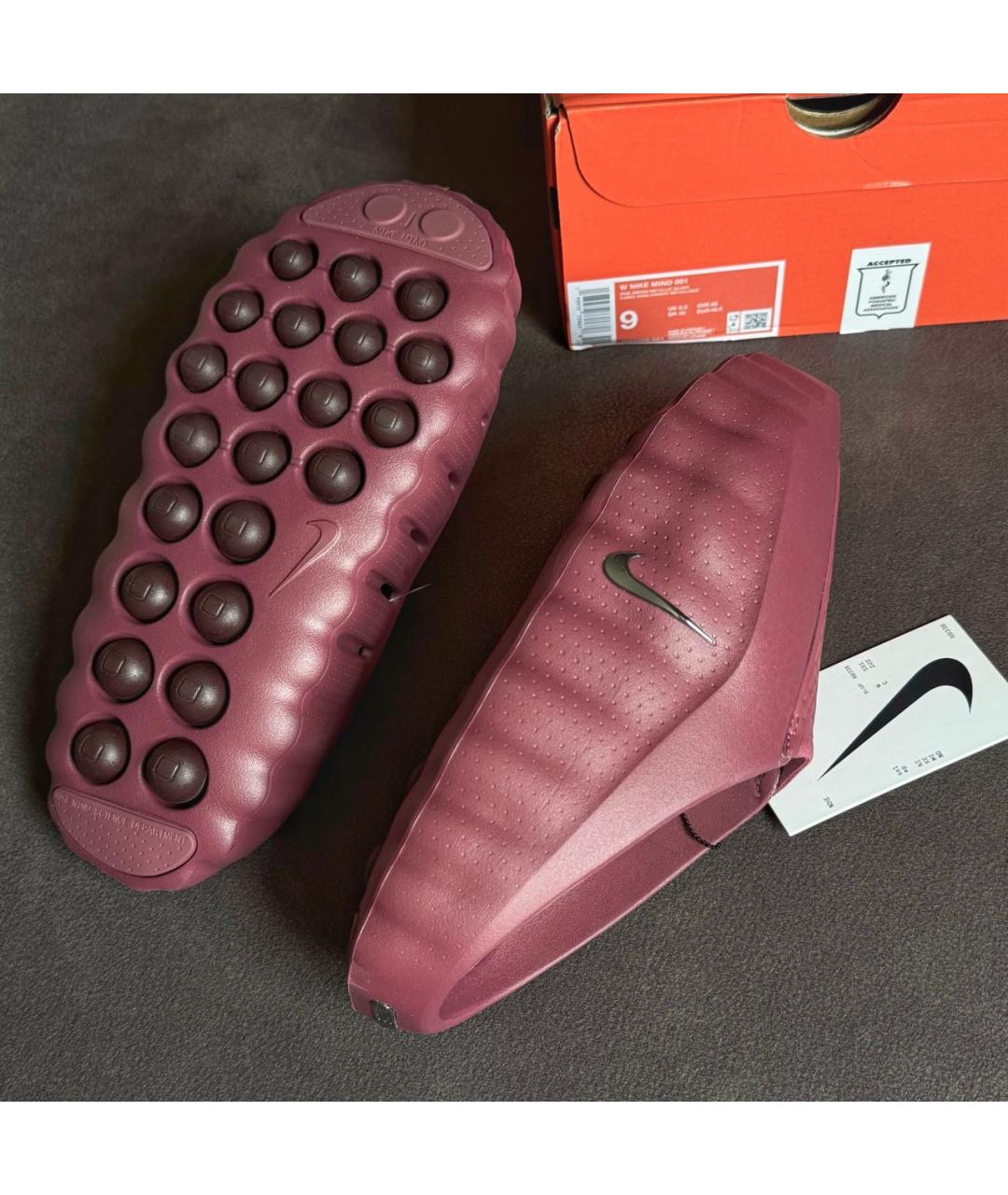 NIKE Бордовые резиновые мюли, фото 6