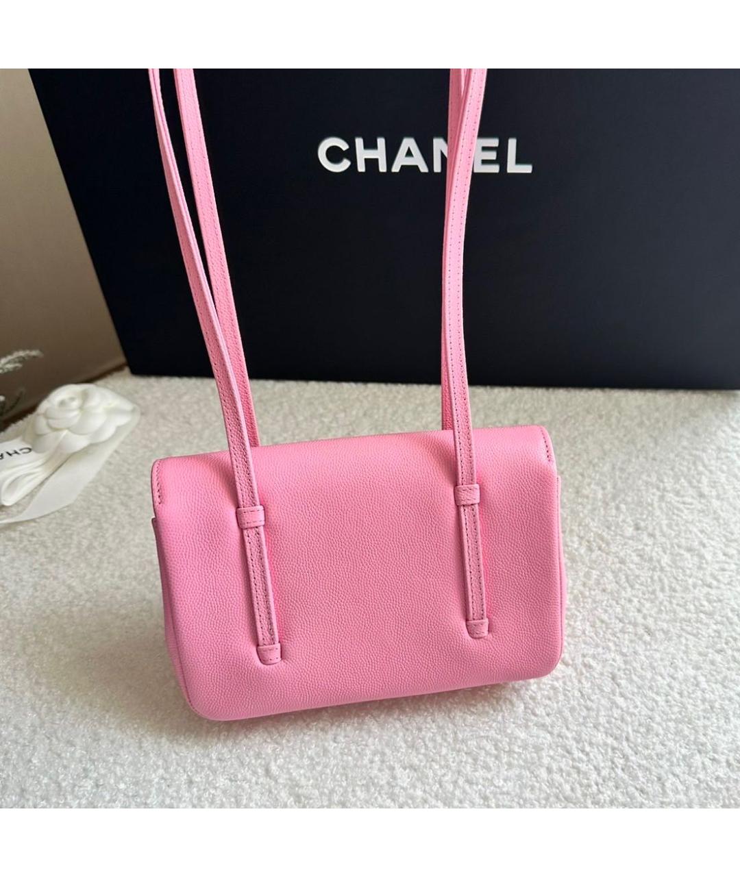 CHANEL Розовая кожаная сумка с короткими ручками, фото 4