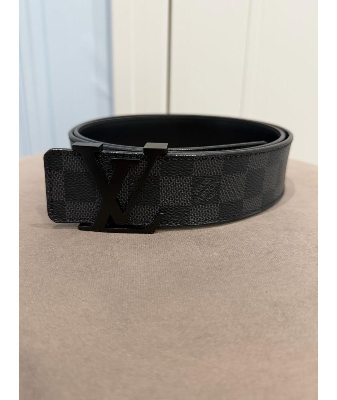 LOUIS VUITTON Черный кожаный ремень, фото 5