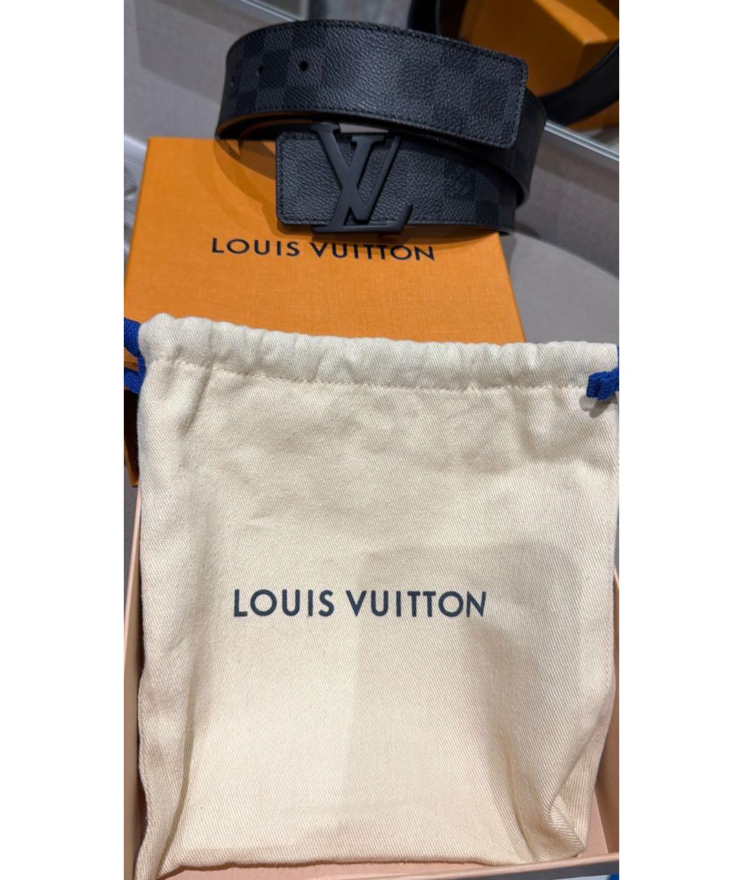 LOUIS VUITTON Черный кожаный ремень, фото 2