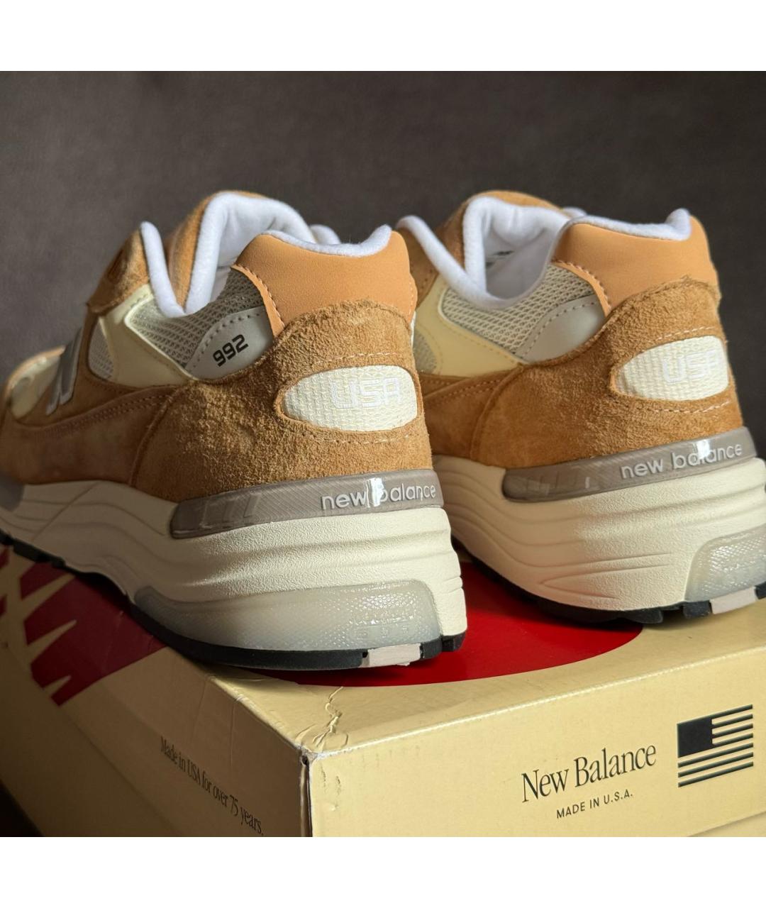 NEW BALANCE Коричневые замшевые низкие кроссовки / кеды, фото 3