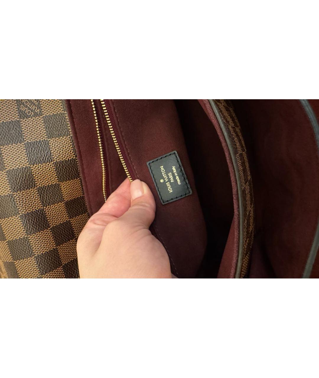 LOUIS VUITTON Коричневая кожаная сумка через плечо, фото 7