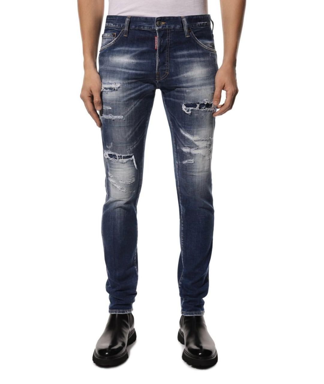 DSQUARED2 Синие хлопко-эластановые джинсы скинни, фото 6