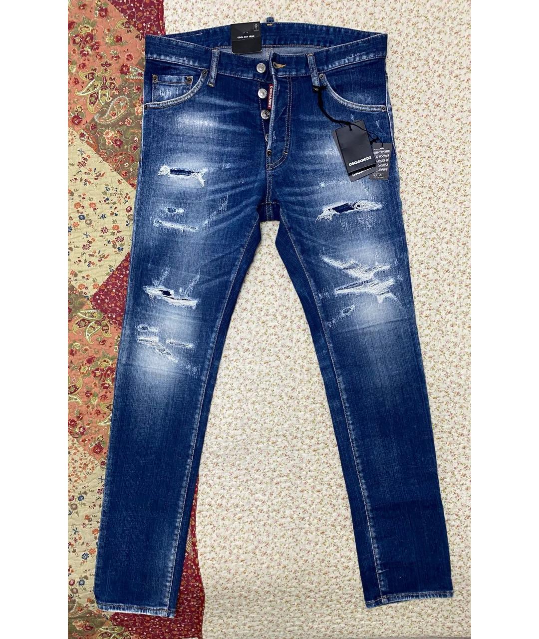 DSQUARED2 Синие хлопко-эластановые джинсы скинни, фото 2