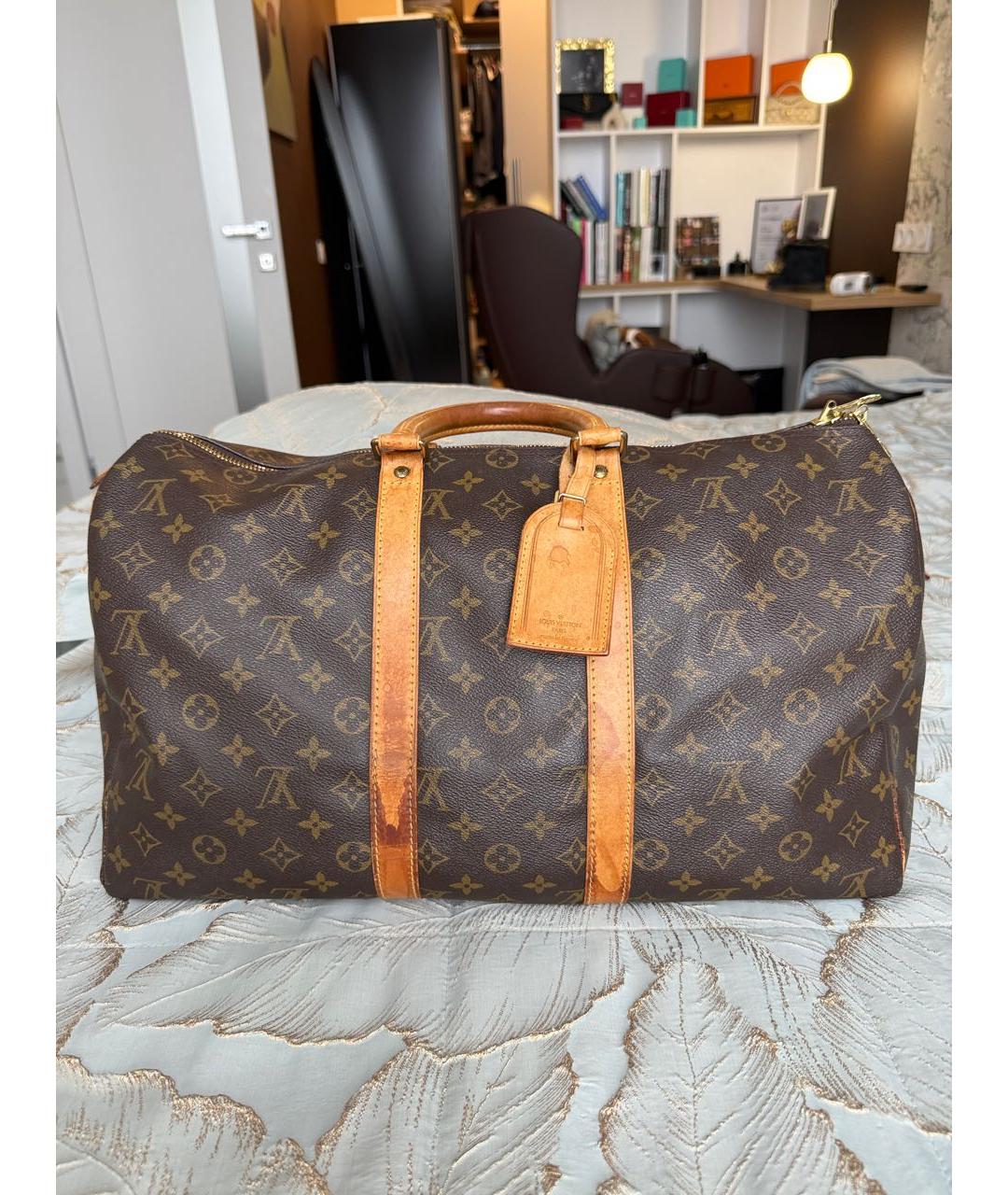 LOUIS VUITTON Коричневая дорожная/спортивная сумка из канвы, фото 8