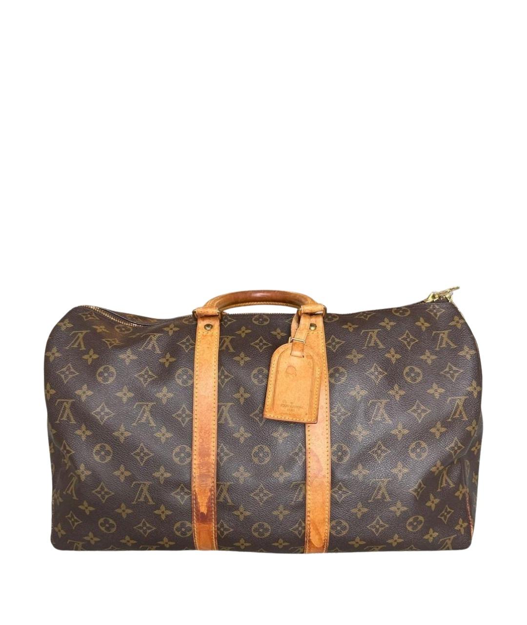 LOUIS VUITTON Коричневая дорожная/спортивная сумка из канвы, фото 1