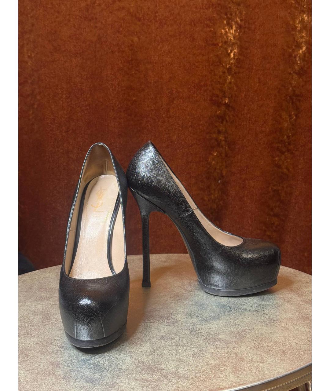 SAINT LAURENT Черные кожаные туфли, фото 4