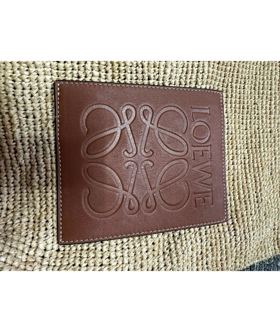 LOEWE Бежевая пляжная сумка из канвы, фото 4