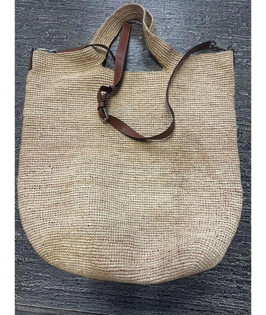 LOEWE Бежевая пляжная сумка из канвы, фото 3