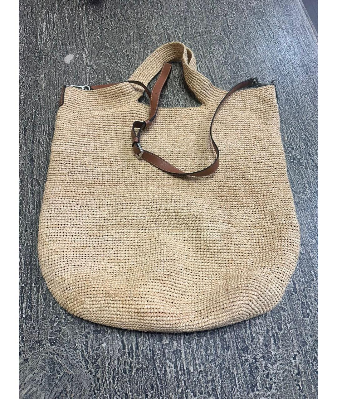 LOEWE Бежевая пляжная сумка из канвы, фото 2
