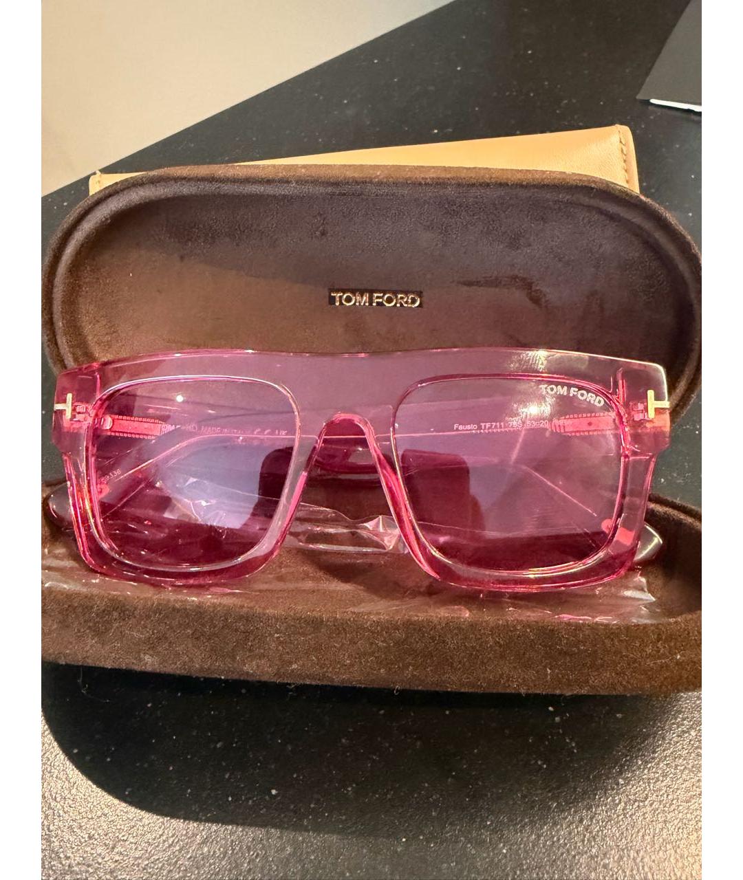 TOM FORD Розовые пластиковые солнцезащитные очки, фото 5